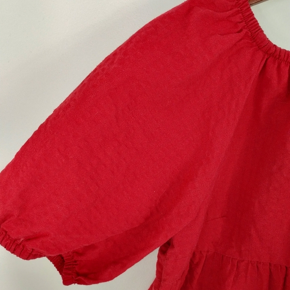 Old Navy Puff Sleeve Seersucker Babydoll Swing Blouse Red Size Small - Picture 4 of 10